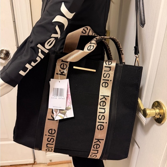 Kensie Tote Black and Cream And Copper. Large Brand New With Tags. MSRP - Picture 2 of 15